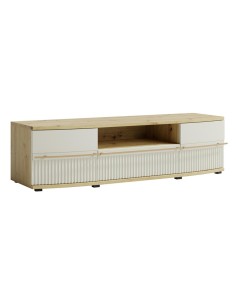 CANDY Meuble bas TV moderne à relief bois design tendance contemporain courbé design épuré