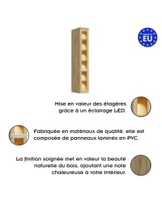 CANDY Vitrine avec LED 6 étages 25x153 cm en bois design moderne épuré 2