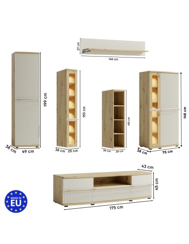 CANDY Ensemble de meubles de salon Vitrine Armoire Bibliothèque Meuble TV Étagère design moderne épuré