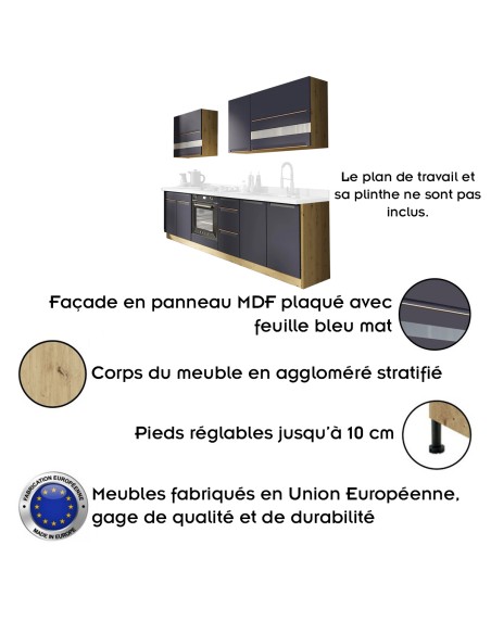 GLAM Ensemble meubles de cuisine 7 éléments 260 cm bois GLAM Ensemble meubles de cuisine 7 éléments 260 cm bois