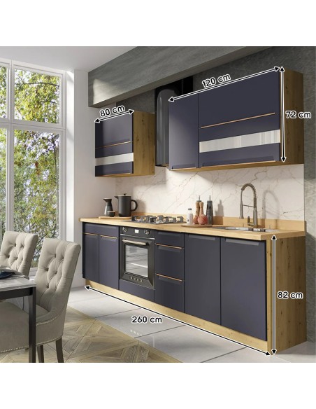 GLAM Ensemble meubles de cuisine 7 éléments 260 cm bois GLAM Ensemble meubles de cuisine 7 éléments 260 cm bois