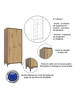 PARII Armoire penderie design bois etageres 2