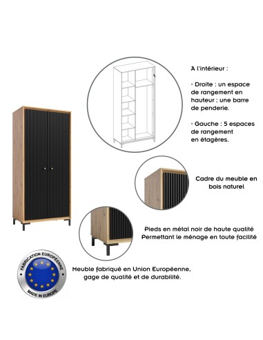 PARII Armoire penderie design bois étagères