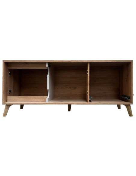 BRUNO Meuble TV 2 portes 1 tiroir 130x53 cm en bois clair design intemporel