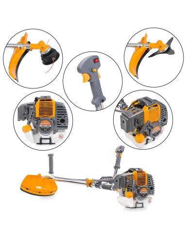 Débroussailleuse thermique avec moteur 2 temps 49 cm³ 6 CV effectif + kit d'accessoires