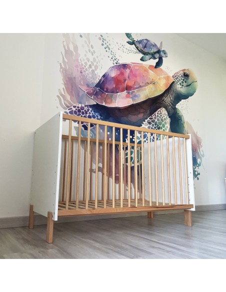 MATTI Lit bébé évolutif à barreaux pieds droits vernis écologique