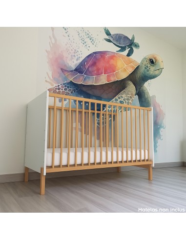 MATTI Lit bébé évolutif à barreaux pieds droits vernis écologique