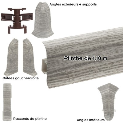Plinthes goulotte passe-câble PVC 59 mm - 1,10 m avec raccords inclus 2