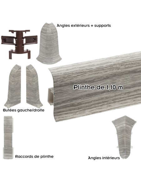 Plinthes goulotte passe-câble PVC 59 mm - 1,10 m avec raccords inclus