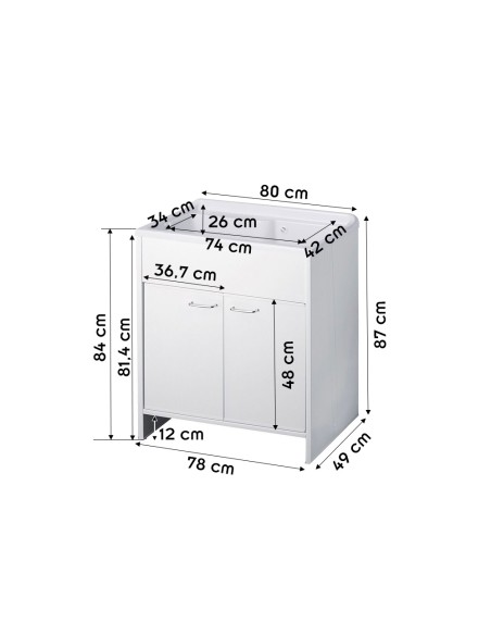Meuble buanderie double porte avec vasque 80x50 Meuble buanderie double porte avec vasque 80x50