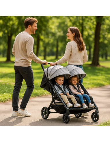 Poussette jumeaux ou enfants rapprochés largeur 74 cm