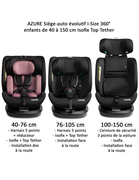 Siège auto AZURE i-Size 360° Isofix 40 à 150 cm inclinable