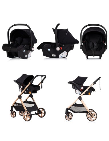 VISTA Poussette combinée jusqu'à 22 kg nacelle souple + assise classique avec cosy i-Size et base Isofix en option