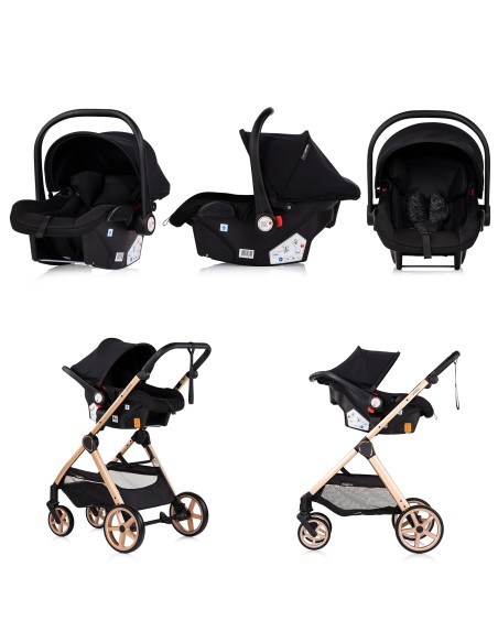 VISTA Poussette combinée jusqu'à 22 kg nacelle souple + assise classique avec cosy i-Size et base Isofix en option