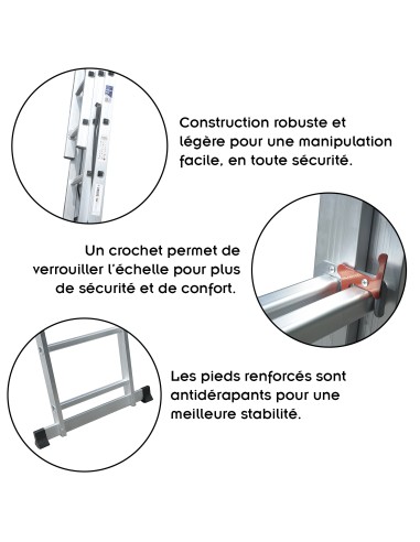 UP Echelle transformable en aluminium coulissant extensible 3 plans