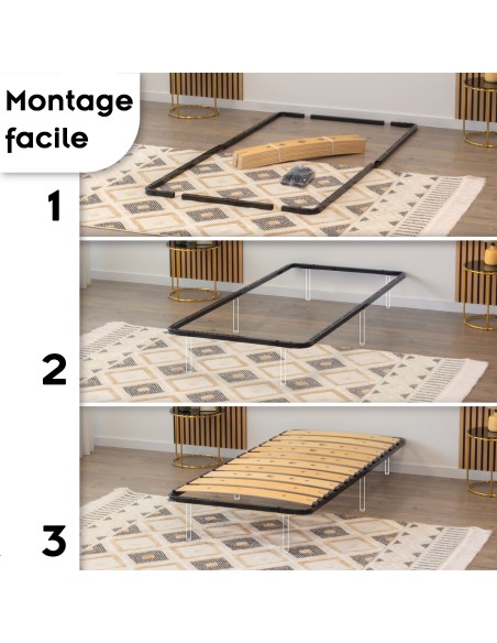 AUSTEN Sommier ergonomique à lattes larges et flexibles en bois de bouleau