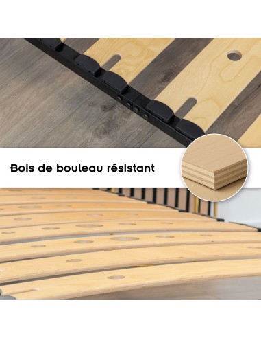 AUSTEN Sommier ergonomique à lattes larges et flexibles en bois de bouleau