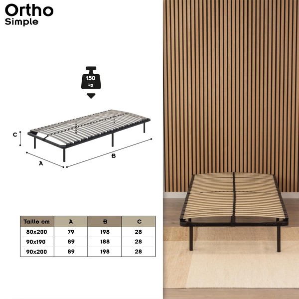 ORTHO Sommier acier lattes bande stabilisatrice