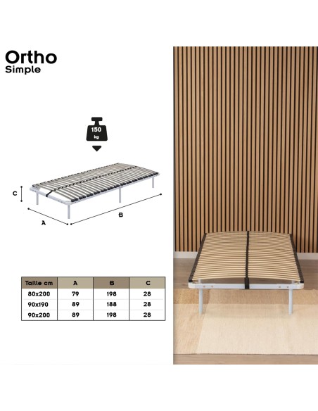 ORTHO Sommier à lattes en acier avec bande stabilisatrice