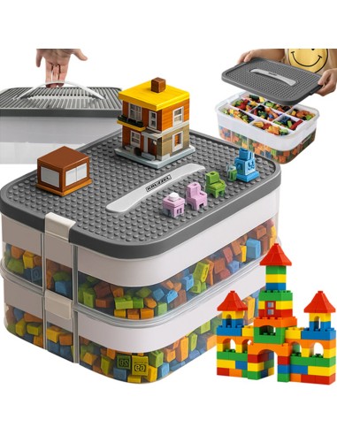 Boîte de rangement avec compartiments empilables pour jouets briques de construction