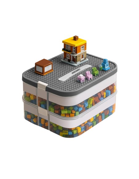 Boîte de rangement avec compartiments empilables pour jouets briques de construction