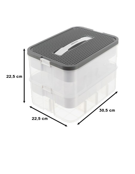 Boîte de rangement avec compartiments empilables pour jouets briques de construction