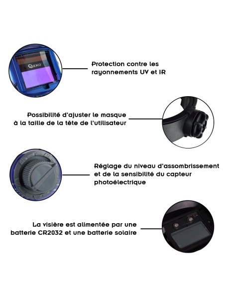 Masque de soudure professionnel photochromique échelon 9/13 DIN