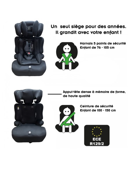 MOYA Siège-auto ceinturé évolutif R129 I-Size 76-150 cm pour enfants