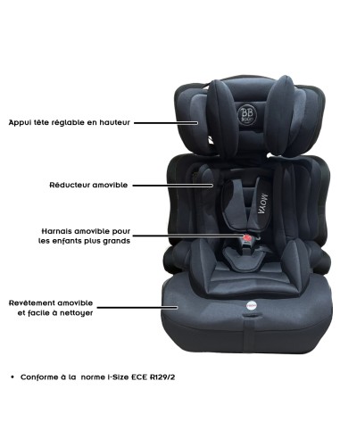 MOYA Siège-auto ceinturé évolutif R129 I-Size 76-150 cm pour enfants