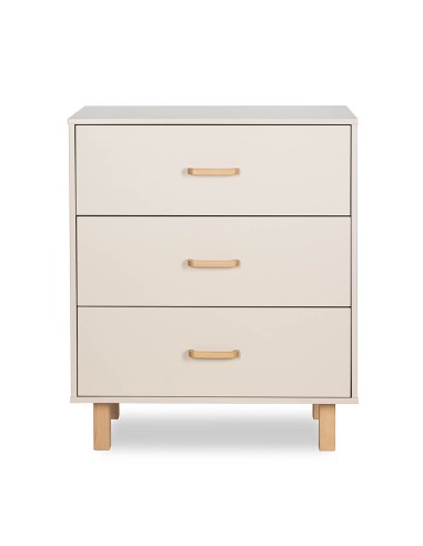 LAURA Commode bébé en bois de hêtre 3 tiroirs Champagne