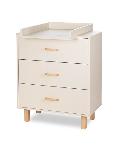 LAURA Commode bébé en bois de hêtre 3 tiroirs Champagne