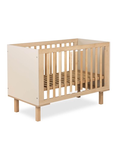 LAURA Lit bébé évolutif à barreaux avec barrière de sécurité 120x60 Champagne