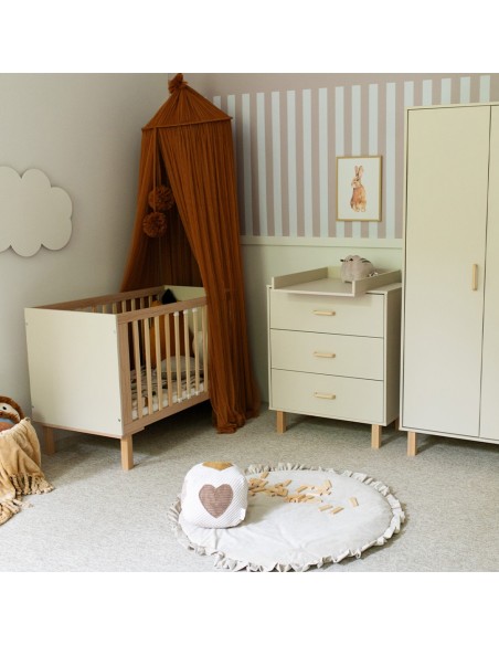 LAURA Ensemble bébé commode et lit évolutif 120x60 Champagne