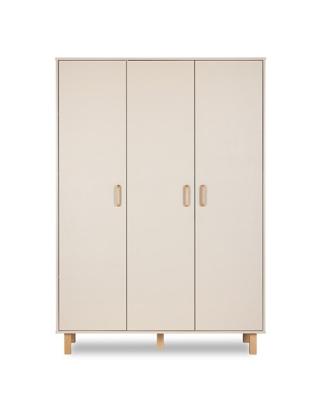 LAURA Chambre bébé armoire commode et lit évolutif 120x60 Champagne