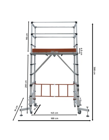 ELEVATE Echafaudage en aluminium hauteur de travail 3 m