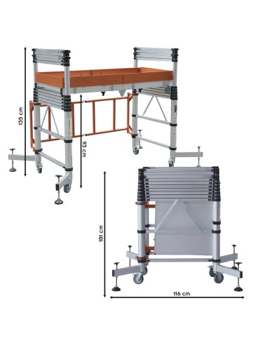 ELEVATE Echafaudage en aluminium hauteur de travail 3 m