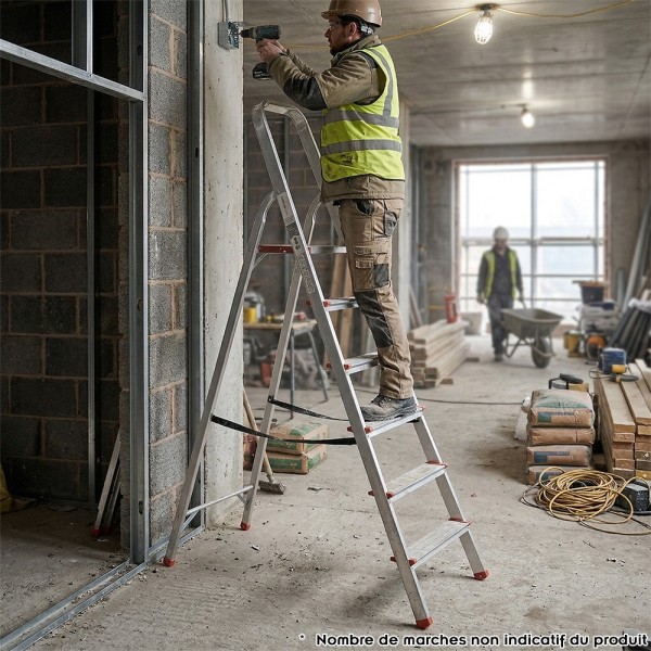 RISE Escabeau pliable en aluminium avec pieds antidérapants