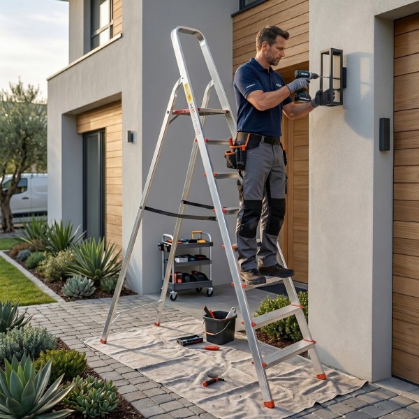 RISE Escabeau pliable en aluminium avec pieds antidérapants