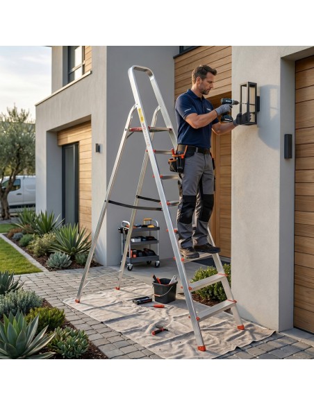 RISE Escabeau pliable en aluminium avec pieds antidérapants