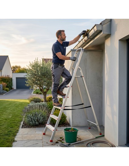RISE Escabeau pliable en aluminium avec pieds antidérapants