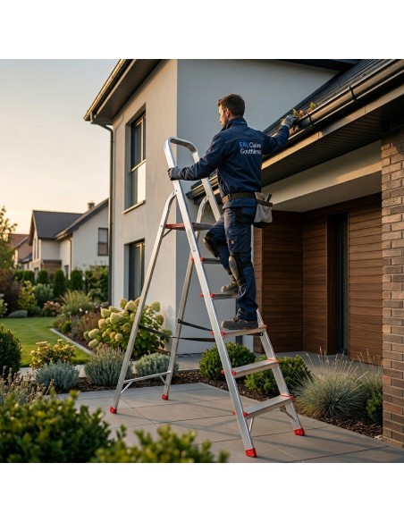 RISE Escabeau pliable en aluminium avec pieds antidérapants