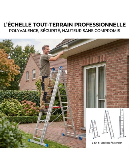 PETRA Echelle professionnelle transformable en aluminium 3 plans