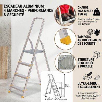 escabeau 4 marches marchepied pliable 2
