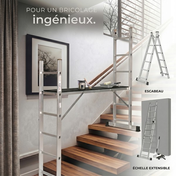 HIGH Échelle 2 Plans Modulable en Aluminium – Polyvalente 3-en-1