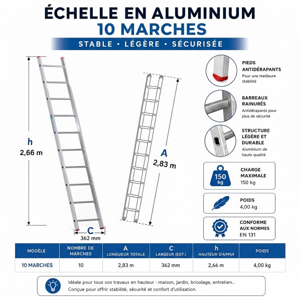 XTRA Echelle en aluminium simple