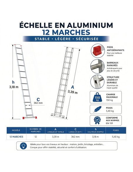 XTRA Echelle en aluminium simple