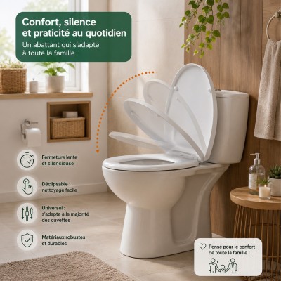 DUN Abattant WC en duroplast hygiénique déclipsable fermeture silencieuse 2