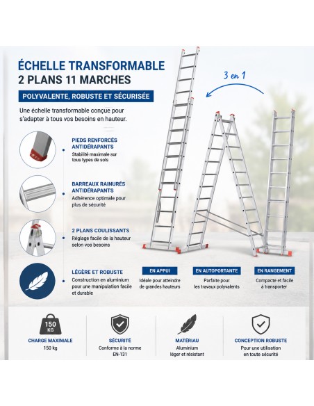 XTRA Echelle en aluminium 2 plans