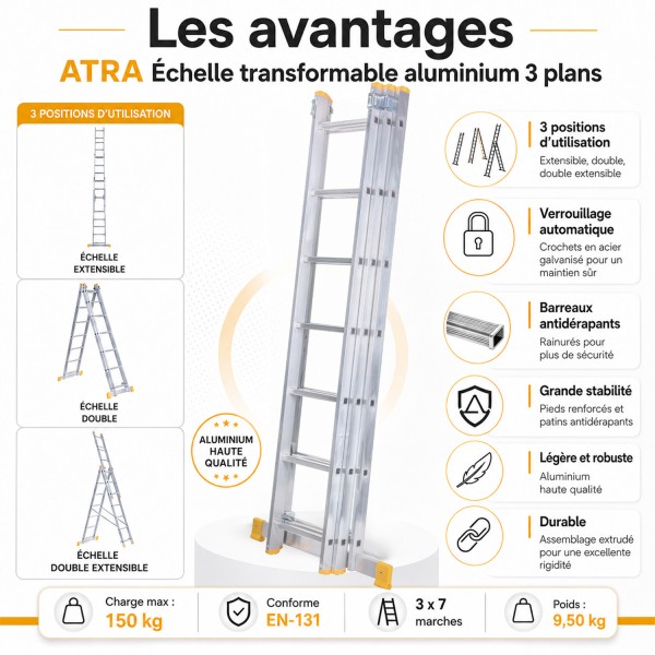 ATRA Echelle en aluminium 3x7