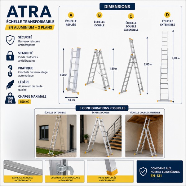 ATRA Echelle en aluminium 3x7
